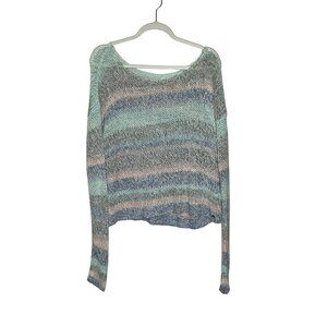 Abercrombie & Fitch Womens Pastel Striped Knit Sweater M/L Lightweight Open Weav